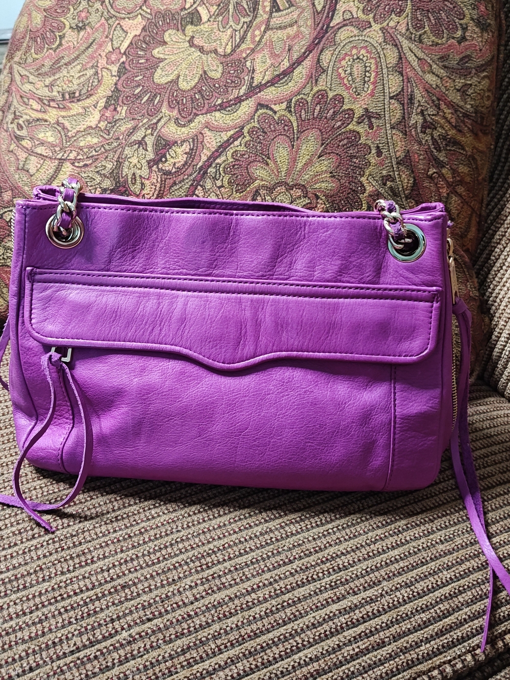 Rebecca Minkoff Purple Pebbled Leather Swing Convertible Crossbody Shoulder Bag